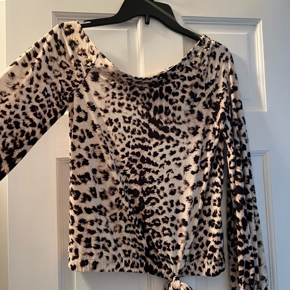 INC off shoulder top with gold beading, elastic at waist. XS